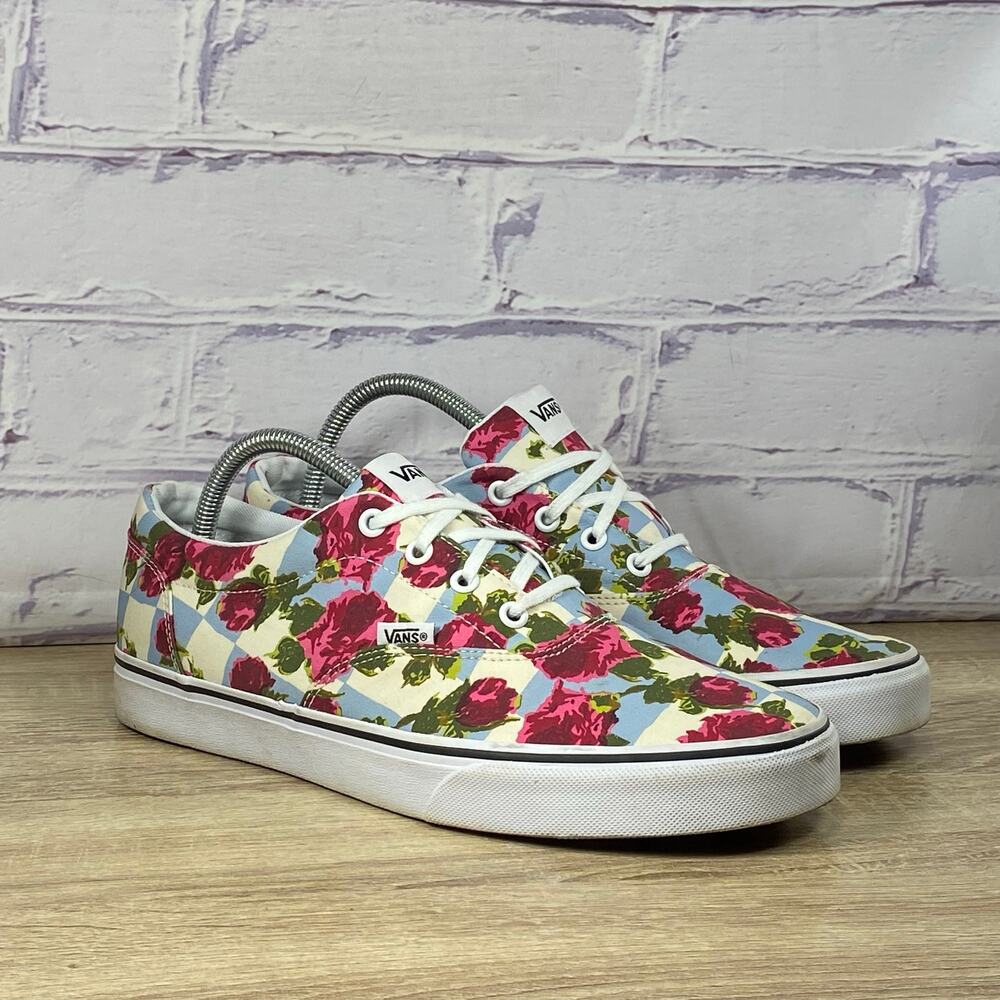 Vans Checkered Floral Rose Sneakers Women's Size 11 Canvas Skate Shoes